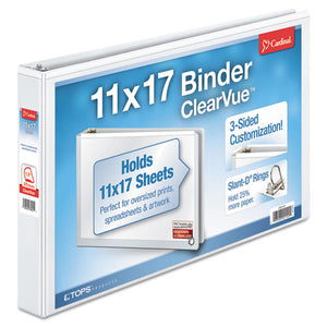 Cardinal® wholesale. Clearvue Slant-d Ring Binder, 3 Rings, 1.5" Capacity, 11 X 17, White. HSD Wholesale: Janitorial Supplies, Breakroom Supplies, Office Supplies.