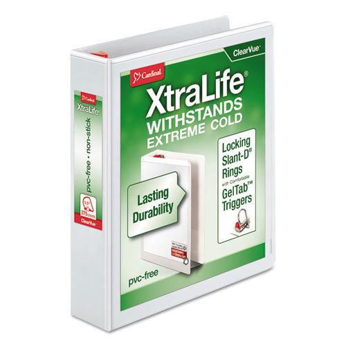 Cardinal® wholesale. Xtralife Clearvue Non-stick Locking Slant-d Ring Binder, 3 Rings, 1.5" Capacity, 11 X 8.5, White. HSD Wholesale: Janitorial Supplies, Breakroom Supplies, Office Supplies.
