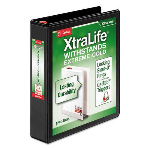 Cardinal® wholesale. Xtralife Clearvue Non-stick Locking Slant-d Ring Binder, 3 Rings, 1.5" Capacity, 11 X 8.5, Black. HSD Wholesale: Janitorial Supplies, Breakroom Supplies, Office Supplies.