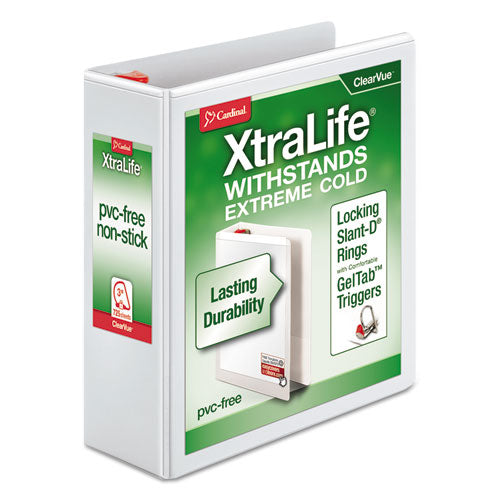 Cardinal® wholesale. Xtralife Clearvue Non-stick Locking Slant-d Ring Binder, 3 Rings, 3" Capacity, 11 X 8.5, White. HSD Wholesale: Janitorial Supplies, Breakroom Supplies, Office Supplies.