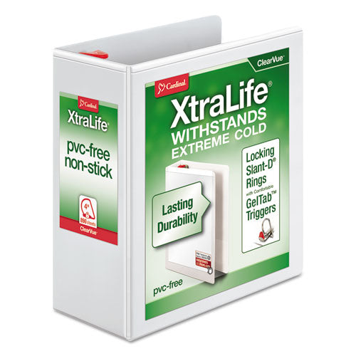 Cardinal® wholesale. Xtralife Clearvue Non-stick Locking Slant-d Ring Binder, 3 Rings, 4" Capacity, 11 X 8.5, White. HSD Wholesale: Janitorial Supplies, Breakroom Supplies, Office Supplies.