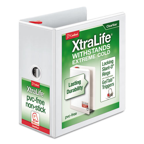 Cardinal® wholesale. Xtralife Clearvue Non-stick Locking Slant-d Ring Binder, 3 Rings, 5" Capacity, 11 X 8.5, White. HSD Wholesale: Janitorial Supplies, Breakroom Supplies, Office Supplies.
