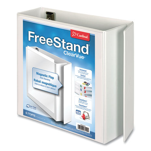 Cardinal® wholesale. Freestand Easy Open Locking Slant-d Ring Binder, 3 Rings, 4" Capacity, 11 X 8.5, White. HSD Wholesale: Janitorial Supplies, Breakroom Supplies, Office Supplies.