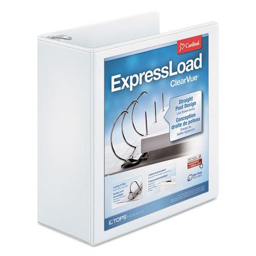 Cardinal® wholesale. Expressload Clearvue Locking D-ring Binder, 3 Rings, 4" Capacity, 11 X 8.5, White. HSD Wholesale: Janitorial Supplies, Breakroom Supplies, Office Supplies.