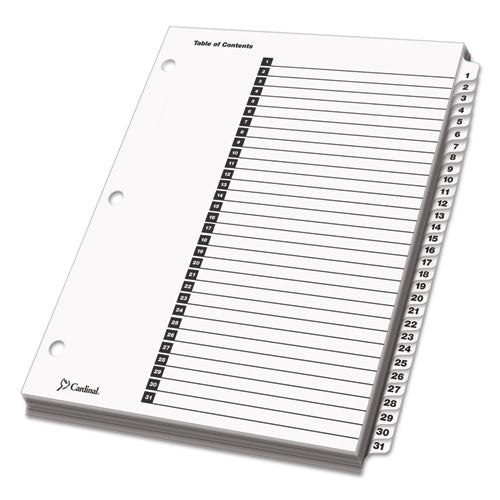 Cardinal® wholesale. Onestep Printable Table Of Contents And Dividers, 31-tab, 1 To 31, 11 X 8.5, White, 1 Set. HSD Wholesale: Janitorial Supplies, Breakroom Supplies, Office Supplies.