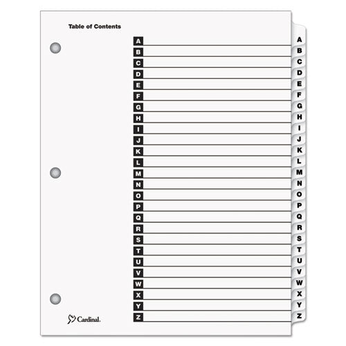 Cardinal® wholesale. Onestep Printable Table Of Contents And Dividers, 26-tab, A To Z, 11 X 8.5, White, 1 Set. HSD Wholesale: Janitorial Supplies, Breakroom Supplies, Office Supplies.