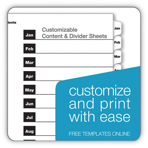 Cardinal® wholesale. Onestep Printable Table Of Contents And Dividers, 12-tab, Jan. To Dec., 11 X 8.5, White, 1 Set. HSD Wholesale: Janitorial Supplies, Breakroom Supplies, Office Supplies.
