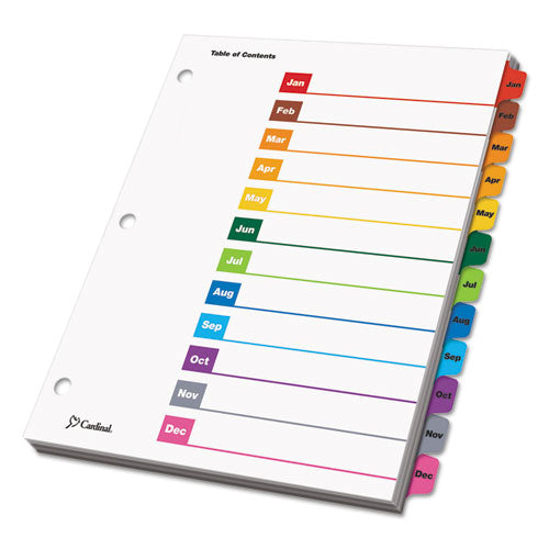 Cardinal® wholesale. Onestep Printable Table Of Contents And Dividers, 12-tab, Jan. To Dec., 11 X 8.5, White, 1 Set. HSD Wholesale: Janitorial Supplies, Breakroom Supplies, Office Supplies.
