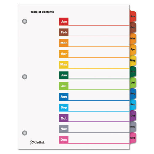 Cardinal® wholesale. Onestep Printable Table Of Contents And Dividers, 12-tab, Jan. To Dec., 11 X 8.5, White, 1 Set. HSD Wholesale: Janitorial Supplies, Breakroom Supplies, Office Supplies.