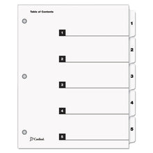 Load image into Gallery viewer, Cardinal® wholesale. Onestep Printable Table Of Contents And Dividers, 5-tab, 1 To 5, 11 X 8.5, White, 1 Set. HSD Wholesale: Janitorial Supplies, Breakroom Supplies, Office Supplies.