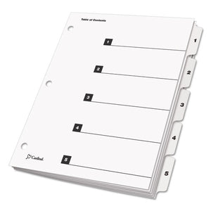 Cardinal® wholesale. Onestep Printable Table Of Contents And Dividers, 5-tab, 1 To 5, 11 X 8.5, White, 1 Set. HSD Wholesale: Janitorial Supplies, Breakroom Supplies, Office Supplies.