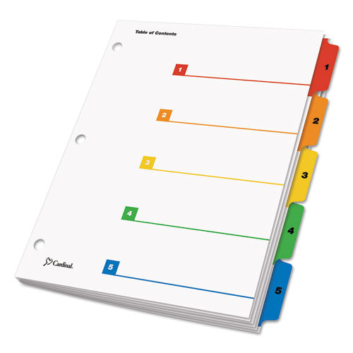 Cardinal® wholesale. Onestep Printable Table Of Contents And Dividers, 5-tab, 1 To 5, 11 X 8.5, White, 1 Set. HSD Wholesale: Janitorial Supplies, Breakroom Supplies, Office Supplies.