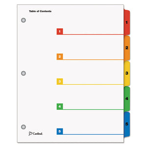 Cardinal® wholesale. Onestep Printable Table Of Contents And Dividers, 5-tab, 1 To 5, 11 X 8.5, White, 1 Set. HSD Wholesale: Janitorial Supplies, Breakroom Supplies, Office Supplies.