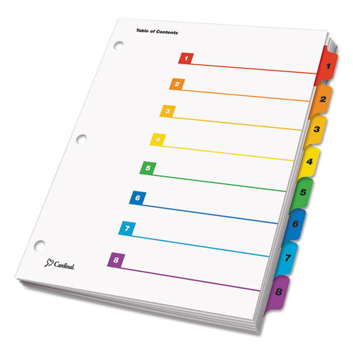 Cardinal® wholesale. Onestep Printable Table Of Contents And Dividers, 8-tab, 1 To 8, 11 X 8.5, White, 1 Set. HSD Wholesale: Janitorial Supplies, Breakroom Supplies, Office Supplies.