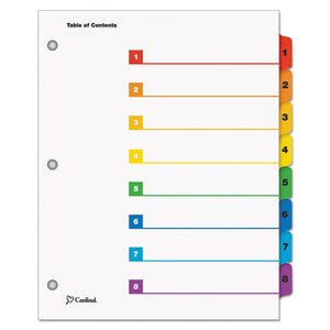 Cardinal® wholesale. Onestep Printable Table Of Contents And Dividers, 8-tab, 1 To 8, 11 X 8.5, White, 1 Set. HSD Wholesale: Janitorial Supplies, Breakroom Supplies, Office Supplies.