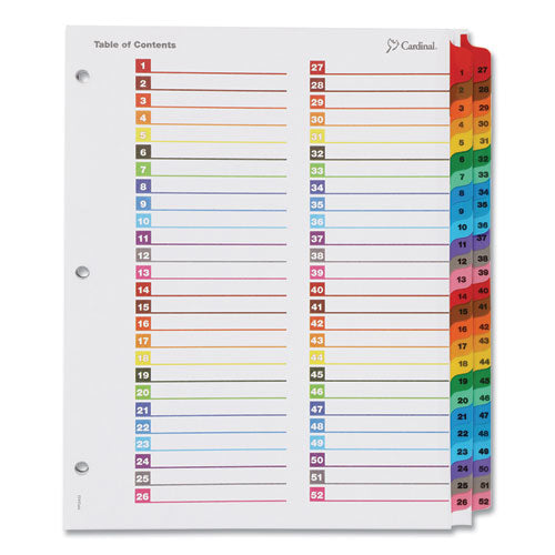 Cardinal® wholesale. Onestep Printable Table Of Contents And Dividers - Double Column, 52-tab, 1 To 52, 11 X 8.5, White, 1 Set. HSD Wholesale: Janitorial Supplies, Breakroom Supplies, Office Supplies.