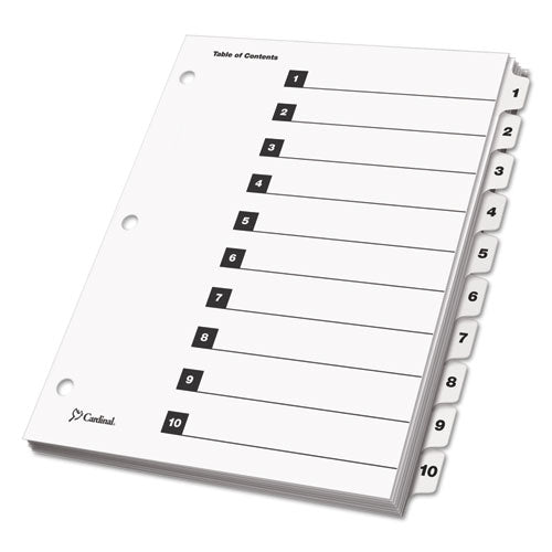Cardinal® wholesale. Onestep Printable Table Of Contents And Dividers, 10-tab, 1 To 10, 11 X 8.5, White, 1 Set. HSD Wholesale: Janitorial Supplies, Breakroom Supplies, Office Supplies.