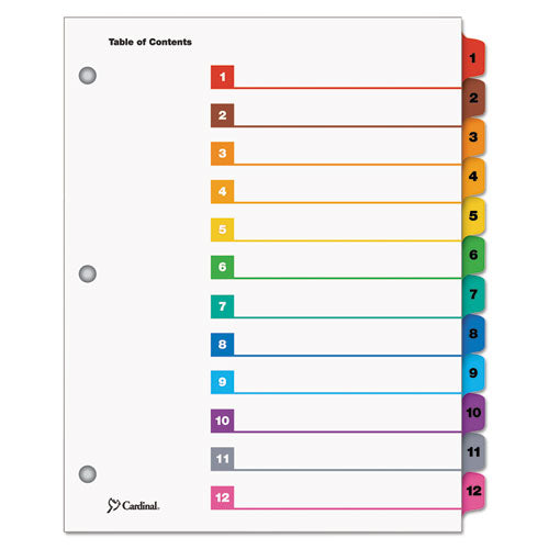 Cardinal® wholesale. Onestep Printable Table Of Contents And Dividers, 12-tab, 1 To 12, 11 X 8.5, White, 1 Set. HSD Wholesale: Janitorial Supplies, Breakroom Supplies, Office Supplies.