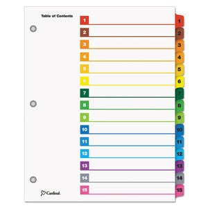 Cardinal® wholesale. Onestep Printable Table Of Contents And Dividers, 15-tab, 1 To 15, 11 X 8.5, White, 1 Set. HSD Wholesale: Janitorial Supplies, Breakroom Supplies, Office Supplies.