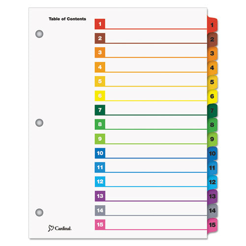 Cardinal® wholesale. Onestep Printable Table Of Contents And Dividers, 15-tab, 1 To 15, 11 X 8.5, White, 1 Set. HSD Wholesale: Janitorial Supplies, Breakroom Supplies, Office Supplies.