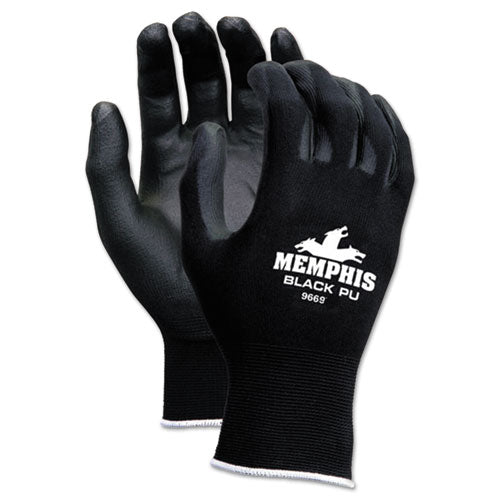 MCR™ Safety wholesale. Economy Pu Coated Work Gloves, Black, Medium, 1 Dozen. HSD Wholesale: Janitorial Supplies, Breakroom Supplies, Office Supplies.