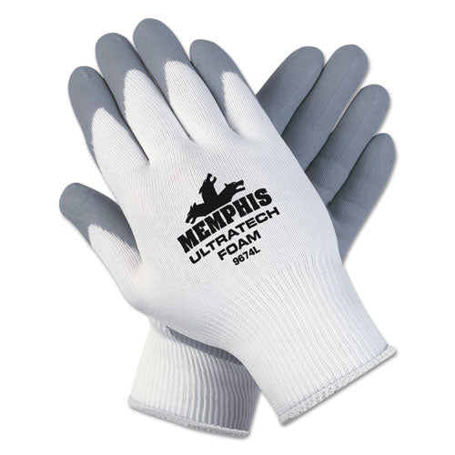 MCR™ Safety wholesale. Ultra Tech Foam Seamless Nylon Knit Gloves, X-large, White-gray, Dozen. HSD Wholesale: Janitorial Supplies, Breakroom Supplies, Office Supplies.