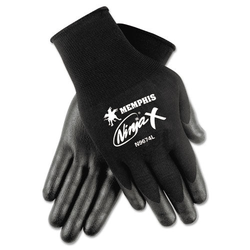 MCR™ Safety wholesale. Ninja X Bi-polymer Coated Gloves, Large, Black, Pair. HSD Wholesale: Janitorial Supplies, Breakroom Supplies, Office Supplies.