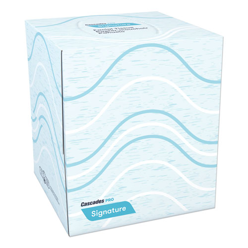 Cascades PRO wholesale. Signature Facial Tissue, 2-ply, White, Cube, 90 Sheets-box, 36 Boxes-carton. HSD Wholesale: Janitorial Supplies, Breakroom Supplies, Office Supplies.