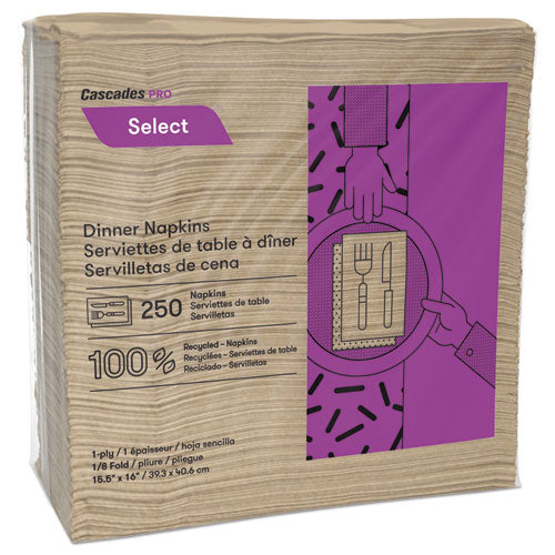 Cascades PRO wholesale. Select Dinner Napkins, 1-ply, 16 X 15 1-2, Natural, 250-pack, 12 Packs-carton. HSD Wholesale: Janitorial Supplies, Breakroom Supplies, Office Supplies.