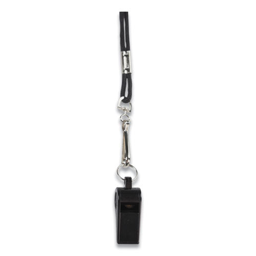 Champion Sports wholesale. Sports Whistle With Black Nylon Lanyard, Plastic, Black. HSD Wholesale: Janitorial Supplies, Breakroom Supplies, Office Supplies.