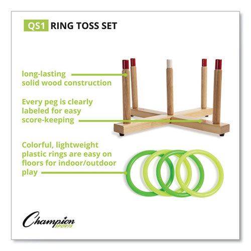 Champion Sports wholesale. Ring Toss Set, Plastic-wood, Assorted Colors, 4 Rings-5 Pegs-set. HSD Wholesale: Janitorial Supplies, Breakroom Supplies, Office Supplies.