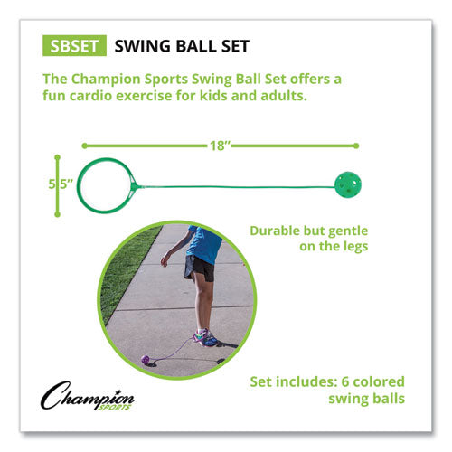 Champion Sports wholesale. Swing Ball Set, Plastic, Assorted Colors, 6-set. HSD Wholesale: Janitorial Supplies, Breakroom Supplies, Office Supplies.