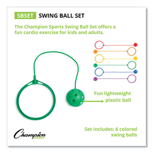 Champion Sports wholesale. Swing Ball Set, Plastic, Assorted Colors, 6-set. HSD Wholesale: Janitorial Supplies, Breakroom Supplies, Office Supplies.