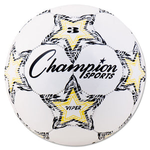 Champion Sports wholesale. Viper Soccer Ball, Size 3, 7 1-4"- 7 1-2" Dia., White. HSD Wholesale: Janitorial Supplies, Breakroom Supplies, Office Supplies.