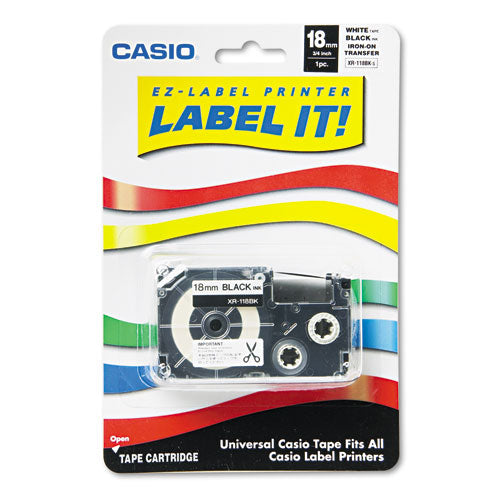 Casio® wholesale. Label Printer Iron-on Transfer Tape, 0.75" X 26 Ft, Black On White. HSD Wholesale: Janitorial Supplies, Breakroom Supplies, Office Supplies.
