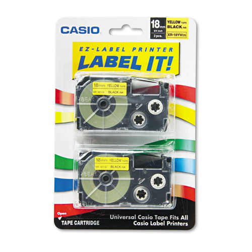 Casio® wholesale. Tape Cassettes For Kl Label Makers, 0.75" X 26 Ft, Black On Yellow, 2-pack. HSD Wholesale: Janitorial Supplies, Breakroom Supplies, Office Supplies.