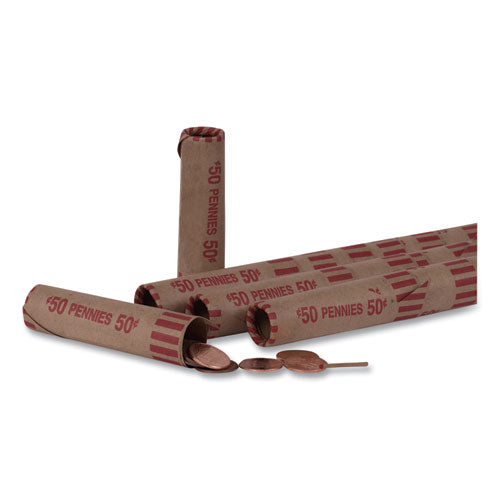Pap-R Products wholesale. Preformed Tubular Coin Wrappers, Pennies, $.50, 1000 Wrappers-box. HSD Wholesale: Janitorial Supplies, Breakroom Supplies, Office Supplies.