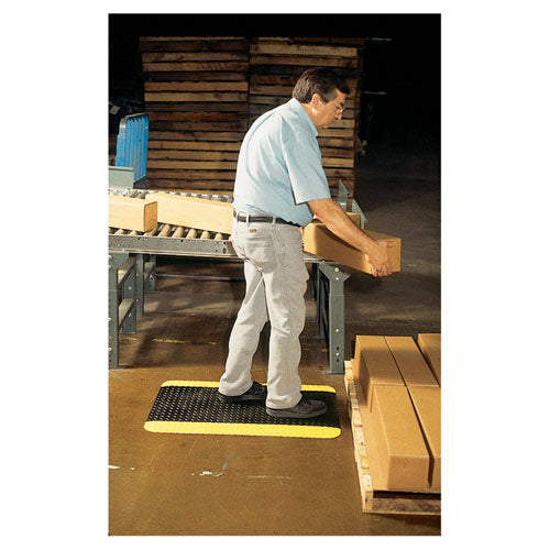 Crown wholesale. Industrial Deck Plate Anti-fatigue Mat, Vinyl, 24 X 36, Black-yellow Border. HSD Wholesale: Janitorial Supplies, Breakroom Supplies, Office Supplies.
