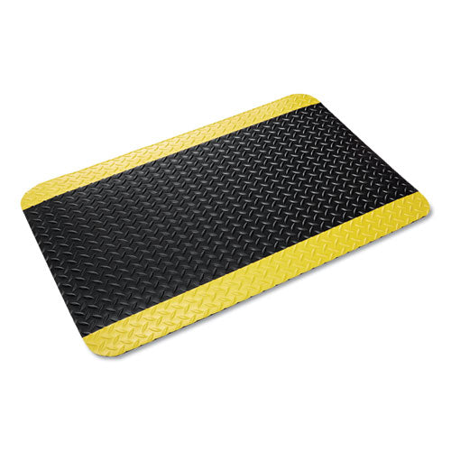 Crown wholesale. Industrial Deck Plate Anti-fatigue Mat, Vinyl, 36 X 60, Black-yellow Border. HSD Wholesale: Janitorial Supplies, Breakroom Supplies, Office Supplies.