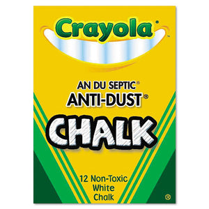 Crayola® wholesale. Nontoxic Anti-dust Chalk, White, 12 Sticks-box. HSD Wholesale: Janitorial Supplies, Breakroom Supplies, Office Supplies.