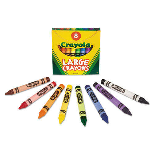 Crayola® wholesale. Large Crayons, Tuck Box, 8 Colors-box. HSD Wholesale: Janitorial Supplies, Breakroom Supplies, Office Supplies.