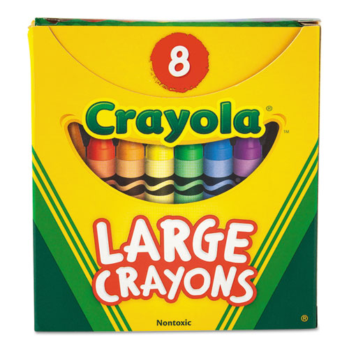 Crayola® wholesale. Large Crayons, Tuck Box, 8 Colors-box. HSD Wholesale: Janitorial Supplies, Breakroom Supplies, Office Supplies.