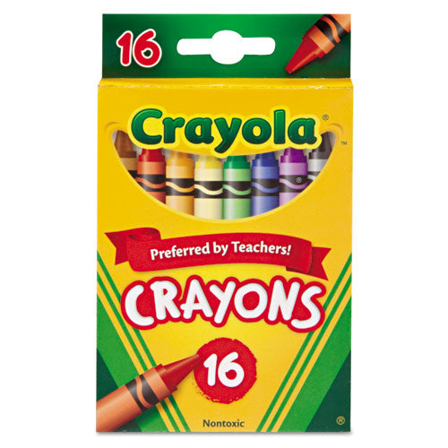 Crayola® wholesale. Classic Color Crayons, Peggable Retail Pack, 16 Colors. HSD Wholesale: Janitorial Supplies, Breakroom Supplies, Office Supplies.