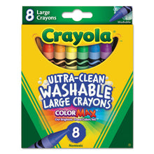 Load image into Gallery viewer, Crayola® wholesale. Ultra-clean Washable Crayons, Large, 8 Colors-box. HSD Wholesale: Janitorial Supplies, Breakroom Supplies, Office Supplies.