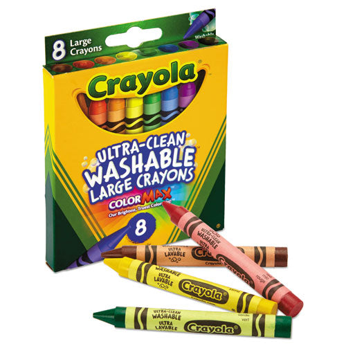 Crayola® wholesale. Ultra-clean Washable Crayons, Large, 8 Colors-box. HSD Wholesale: Janitorial Supplies, Breakroom Supplies, Office Supplies.