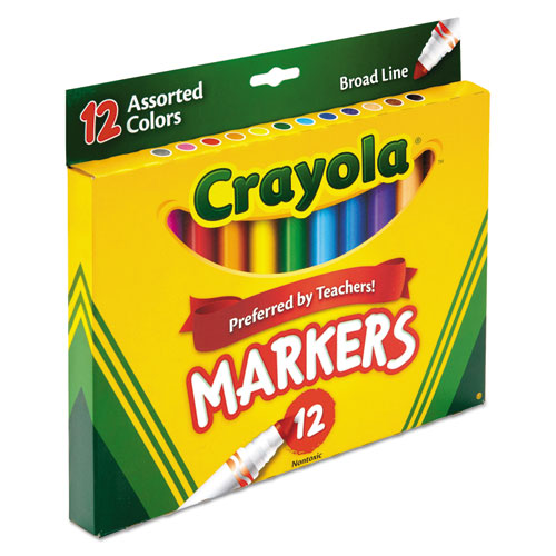 Crayola® wholesale. Non-washable Marker, Broad Bullet Tip, Assorted Colors, Dozen. HSD Wholesale: Janitorial Supplies, Breakroom Supplies, Office Supplies.