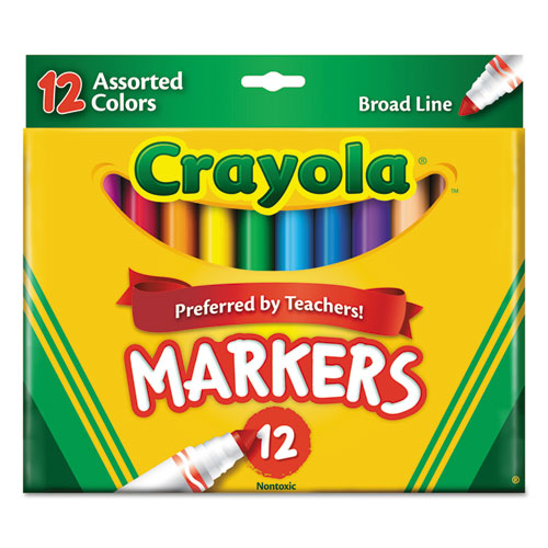 Crayola® wholesale. Non-washable Marker, Broad Bullet Tip, Assorted Colors, Dozen. HSD Wholesale: Janitorial Supplies, Breakroom Supplies, Office Supplies.