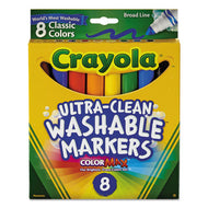 Crayola® wholesale. Ultra-clean Washable Markers, Broad Bullet Tip, Classic Colors, 8-pack. HSD Wholesale: Janitorial Supplies, Breakroom Supplies, Office Supplies.