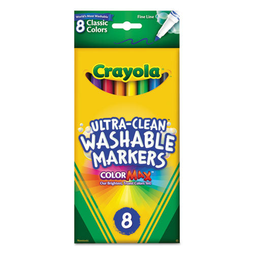 Crayola® wholesale. Ultra-clean Washable Markers, Fine Bullet Tip, Classic Colors, 8-pack. HSD Wholesale: Janitorial Supplies, Breakroom Supplies, Office Supplies.