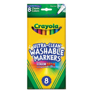 Crayola® wholesale. Ultra-clean Washable Markers, Fine Bullet Tip, Classic Colors, 8-pack. HSD Wholesale: Janitorial Supplies, Breakroom Supplies, Office Supplies.